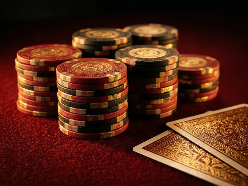 Stacked crimson and gold casino chips representing ₹100 UPI deposits on play99