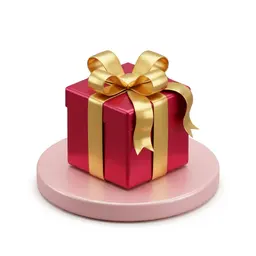 Crimson and gold gift box icon for play99 ₹100 minimum deposit
