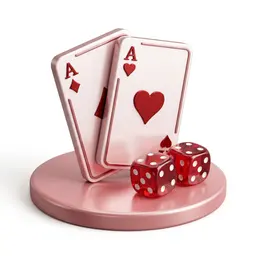 Playing cards and red casino dice icon for play 99 table games